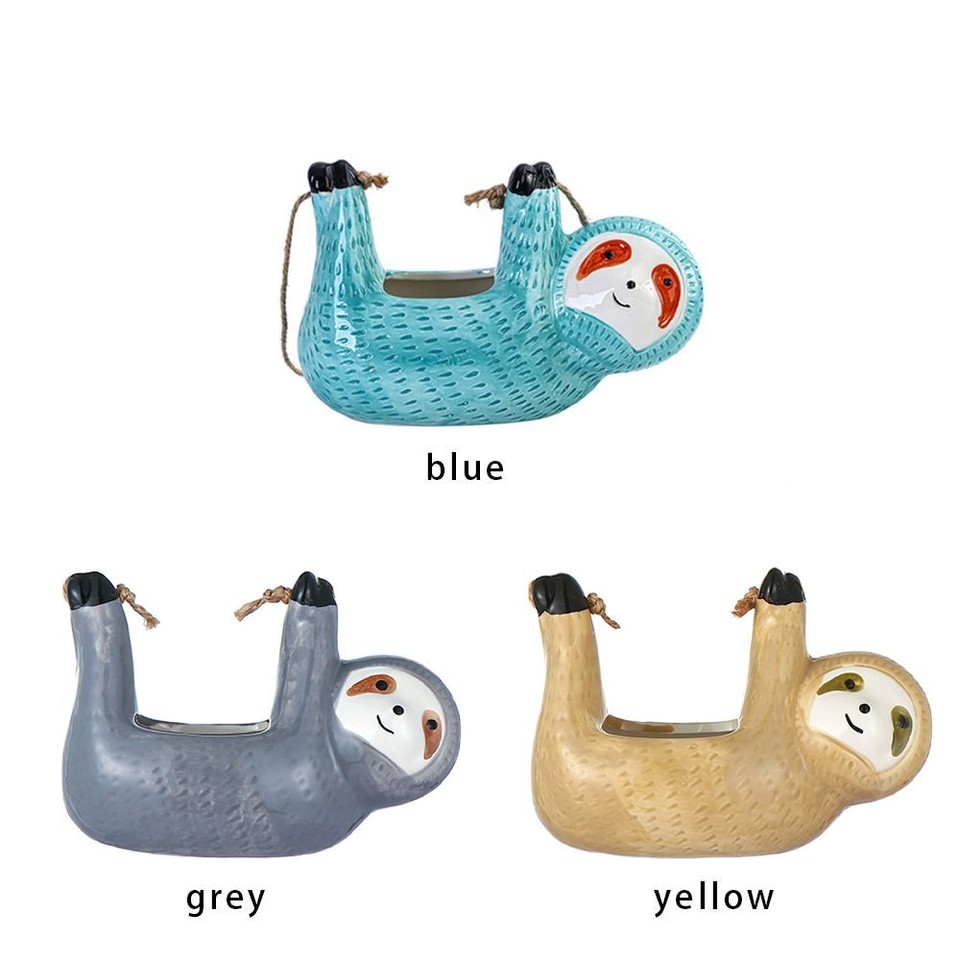 Flower Pot Ceramic Planters Succulent Cactus Vase Sloth Hanging Plant