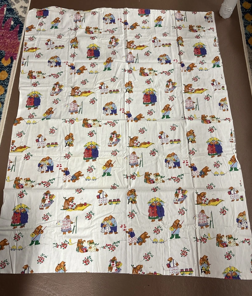 "Osos de tela vintage Alexander Henry colección picnic pesca vestidos 56""x43""" Foto 2 de 4