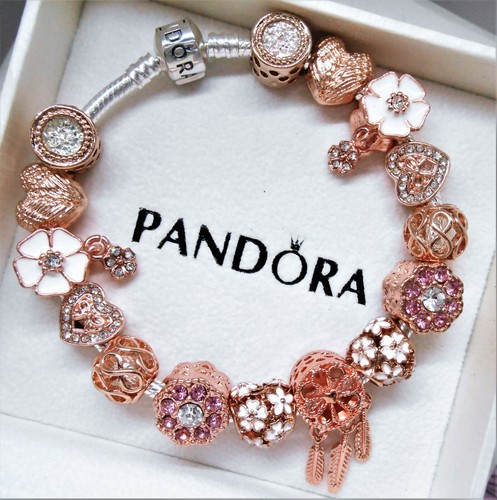 Pandora Silver Charm Bracelet ROSE GOLD 