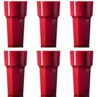 Tall Tumbler Glass Red - Reusable Polycarbonate Plastic - 341ml/12oz - Pack of 6