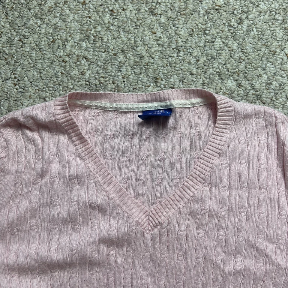 Le Tigre V 领毛衣女式中号复古粉色紧身针织套衫 — 第 3/4 张图片