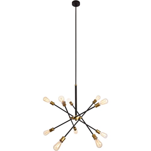 Living District LD8003D28BK Axel Chandelier Black and Brass - Picture 1 of 7