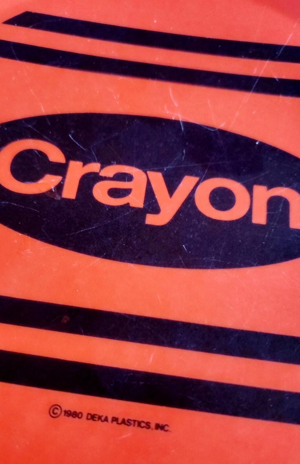 Vintage 1980 Melamine Orange Crayon 8 Inch Plate, National Home Products Inc