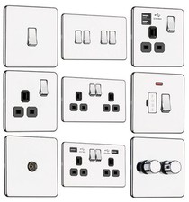 EXCLUSIVE PROMOTION - Screwless Flat plate Light Switches & Plug Sockets Chrome