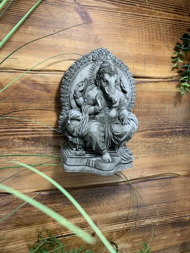 STEINGARTEN GANESH ELEFANT GOTT NIEDLICH BUDDHA WANDPLAKETTE GESCHENK STATUE ORNAMENT - Bild 2 von 5