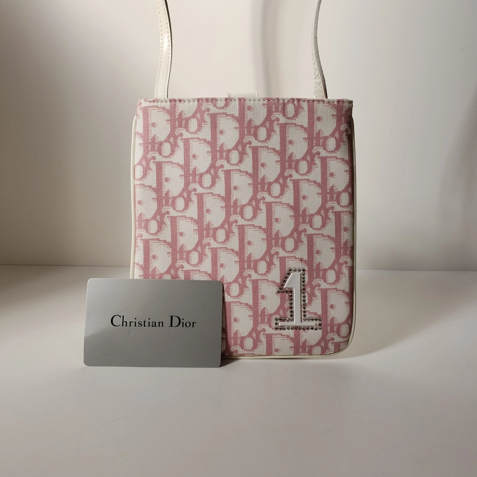 Authentique Christian Dior   sac bandoulière fille   motif trotteur rose   *(K)
