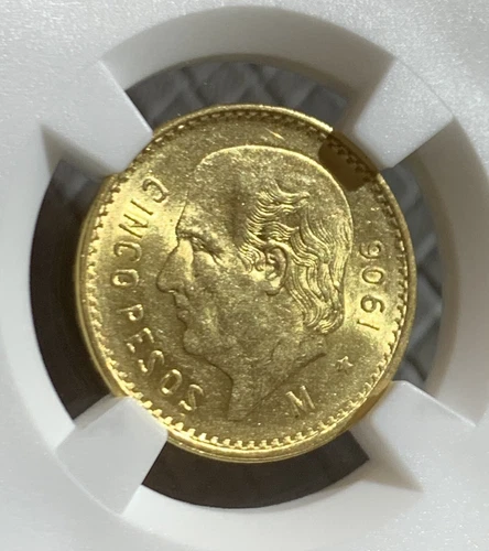 Mexico ✮ 1906 ✮ 5 Pesos (GOLD) ✮ NGC MS62