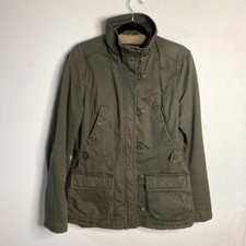 H M LOGG Jacket Womens 10 Parka Hood Quilted Sherpa Lining Military Army Utility