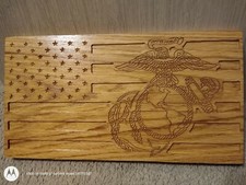 Custom Wood US Marine Flag