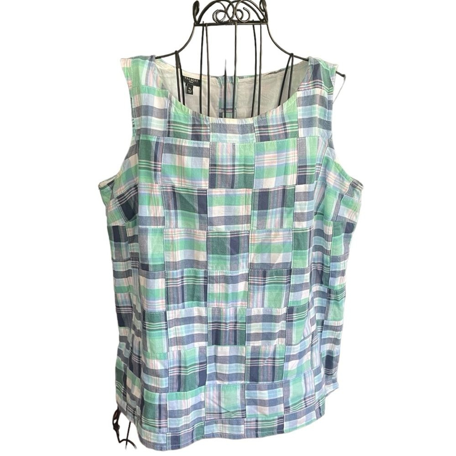 Talbots Patchwork Button Back Tank Top Womens Med… - image 4