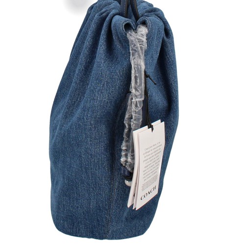 COACH Faye drawstring bucket bag CAR37 denim Shoulder Bag blue brand-new item - Picture 3 of 8