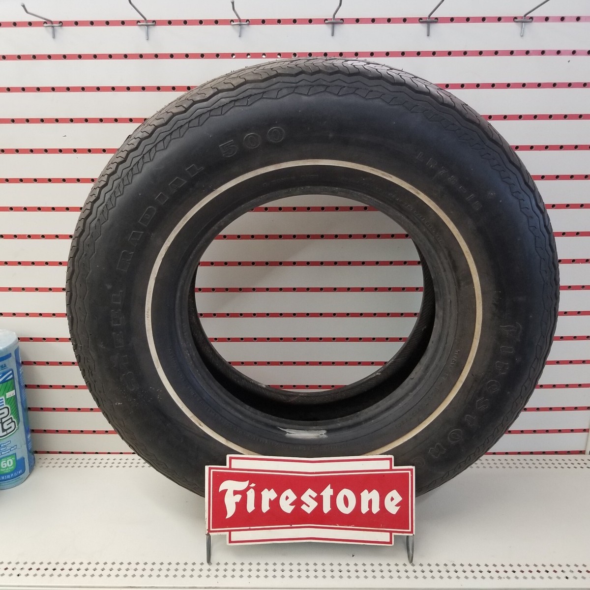 Vintage Firestone Tire Display 1950s Oil & Gas Station Steel Metal