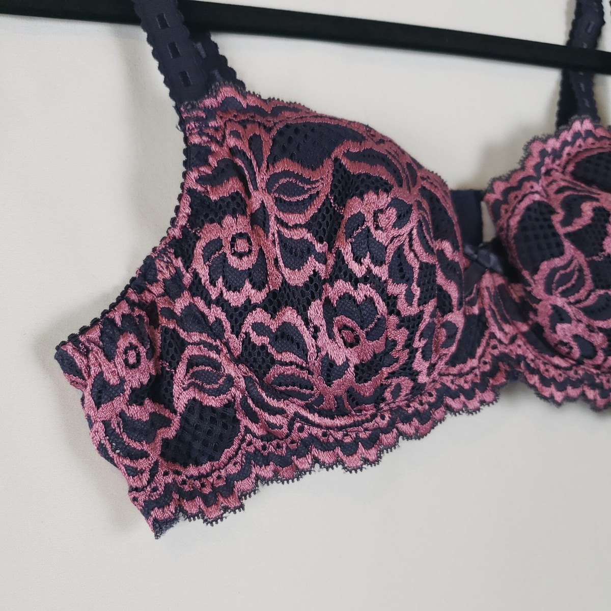 Vintage Belle Soiree Bra Womens 36A Lightly Lined Underwire Navy