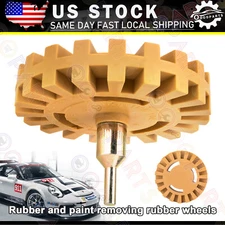 4" Rubber Decal Removal Eraser Wheel + Power Drill Arbor Adapter 1in Thickness
