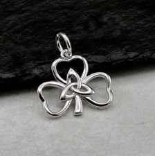 925 Sterling Silver Celtic Clover Charm - Irish Celtic Shamrock Charm Jewelry