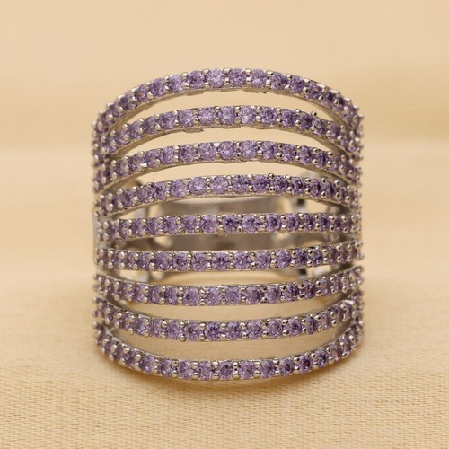 Umwerfend Cubic Zirkonia Nine Line Riesiges Hochzeit Damen Ring Variant Color - Bild 42 von 129