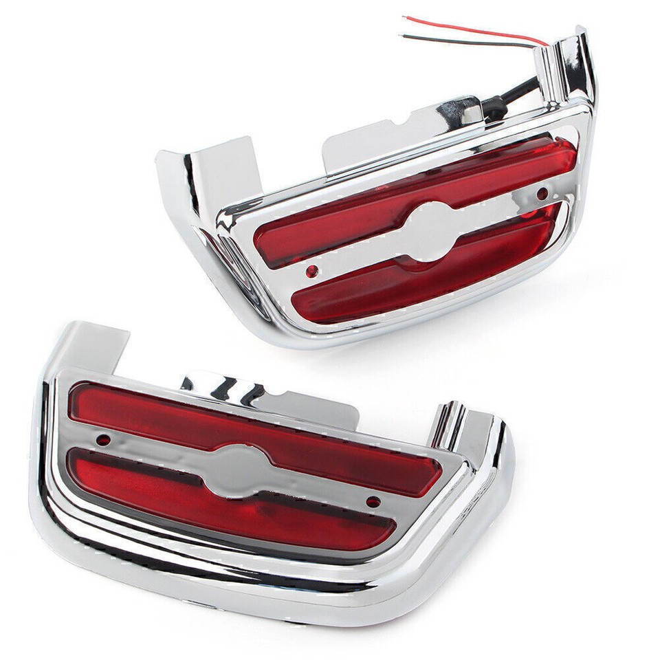 Red Motorcycle LED Light Footboard Floorboard Cover For Harley Touring