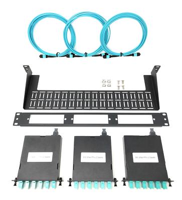 1U 19'' 36 Port 3 LGX OM3 MTP Cassette Patch Panel and Cable Kit