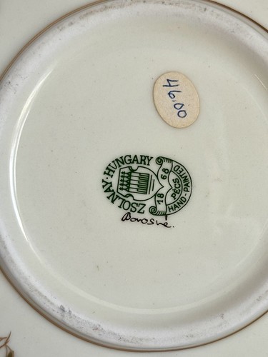 VTG 60s Zsolnay Porcelain Cachepot Vase Bowl Hand Painted Flowers Gold Hungary - Picture 10 of 10