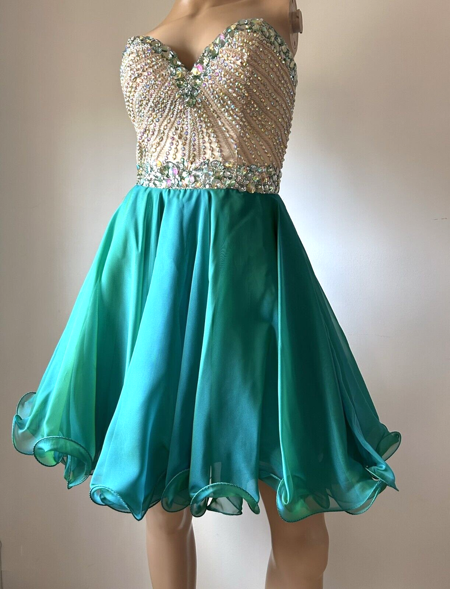 NWT Sherri Hill Mini Jacqueline Dress Beaded Special Occasion Sz 4 Jade  Green | eBay