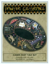 Summer Crazy Table Mat - Pattern by Lisa Bongean - Wool Applique + Embroidery