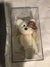 RARE TY Beanie Bear Halo Angel EXC Condition Birth 1998 W/ERRORS IN CASE W/TAG