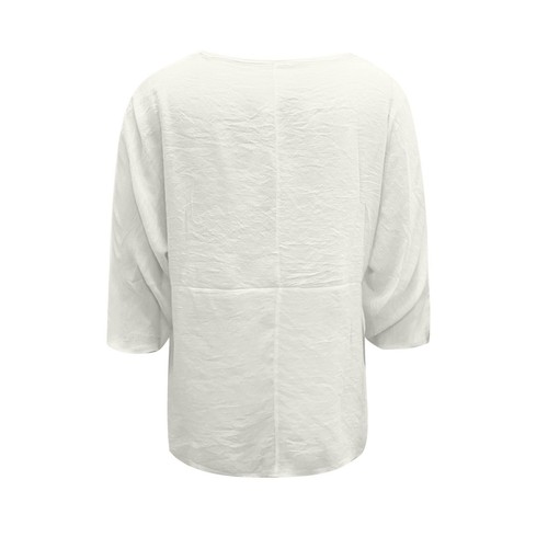 Women's Casual Solid Color Loose Cotton Linen Medium Sleeve Large Size Tops - Bild 20 von 27