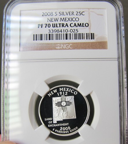 2008 S New Mexico Proof 70 Silver .25C NGC Proof 70 Ultra Cameo - Picture 7 of 7