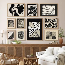 10 Maximalist wall art, Flower wall art, digital download, Neutral abstract set