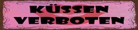 Holzschild 10X46 Cm KüSsen Verboten Kussmund Deko Geschenk Schild