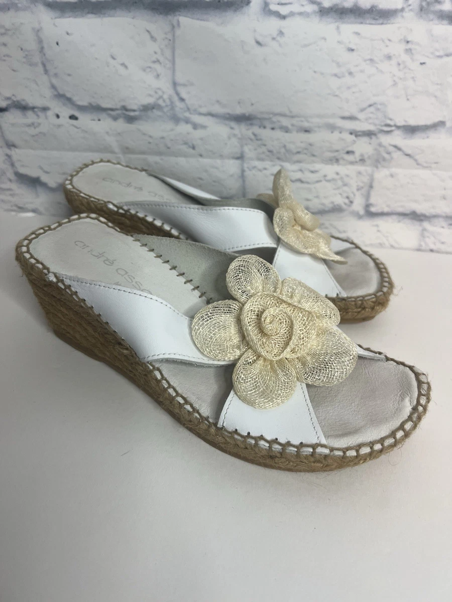 Sandales Gladiator à Plateforme Andre Assous - Or Métallique Et Blanc, Taille 9 US - Occasion