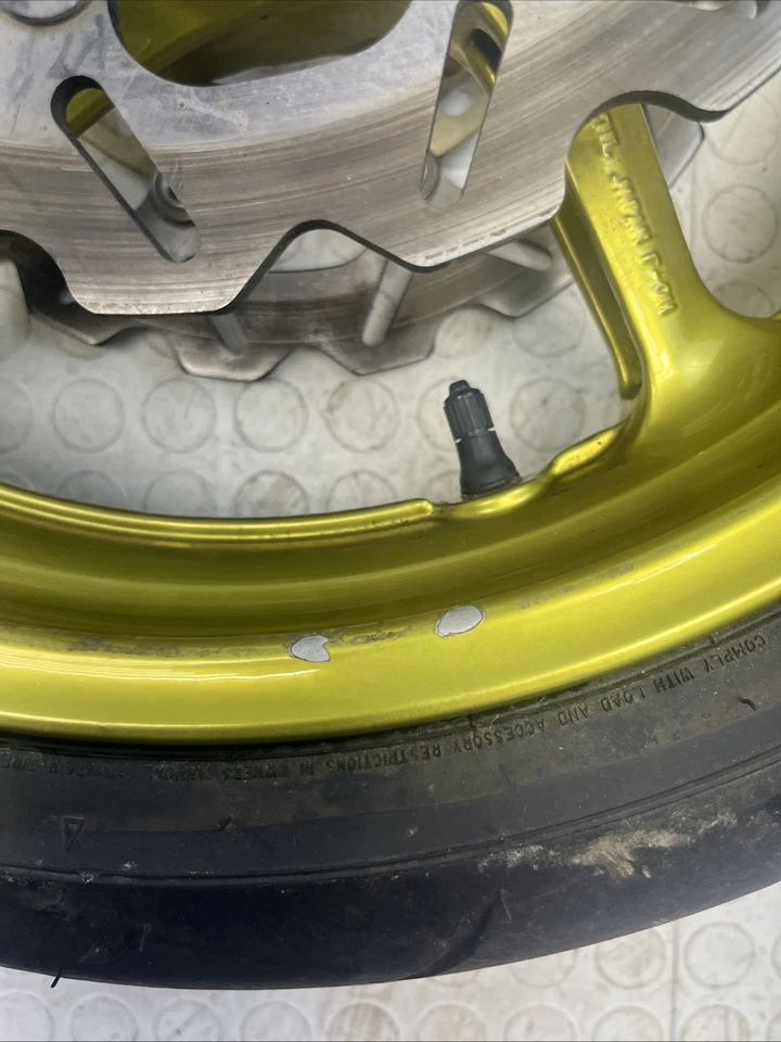 Yamaha YZF R1 2009-2011 OEM llanta delantera rotores de freno espaciadores amarillo OEM Foto 3 de 4