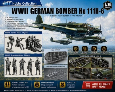 *US/CA Stock* Border Model 1/35 BF-018 Heinkel 111 H-6 WWII German Bomber New - Image 1 of 4