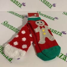 Ugly Christmas Socks Holiday Time Low Cut 2 Pack Gingerbread Man Shoe Size 4-10