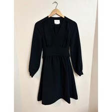 Kate Spade New York Black V-Neck Long Sleeve Tie Back Fit & Flare Dress Size 0