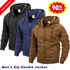 Men's Zip Hoodie Jacket Casual Sports Outdoor Autumn Winter Hooded Sweatshirt