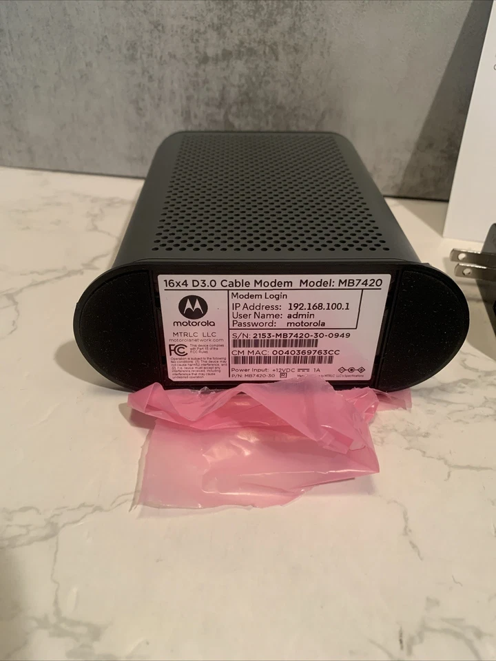 Motorola MB7420 16x4 Cable Modem 686 Mbps DOCSIS 3.0 - Image 4 of 4