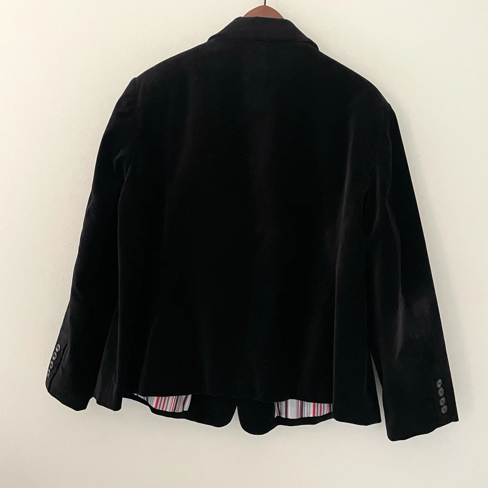 Classic Black Velvet Blazer Striped Lining Festive Holiday, Women’s Size 16W - Image 4 of 4