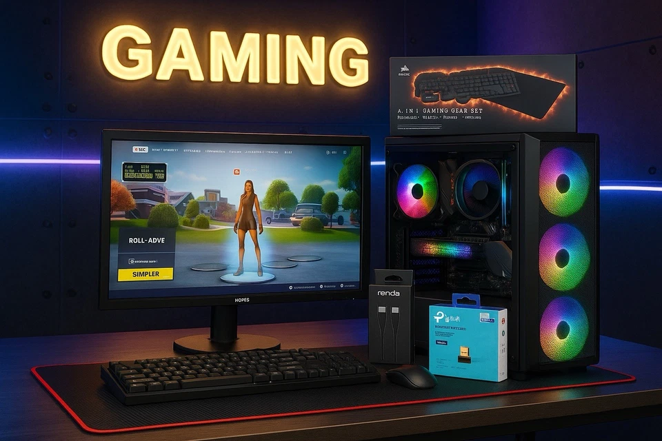 Gaming PC Set - Monitor, Tastatur, Maus, Headset, Mauspad,Wlan & Bluetooth Stick - Bild 2 von 4