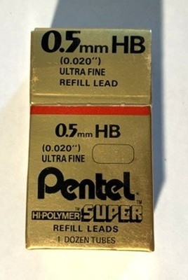 Pentel .5mm HB Hi-Polymer Mechanical Pencil Ultra Fine Refill Leads +3 erasers