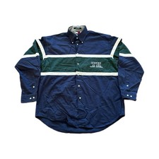 Tommy Hilfiger Shirt Mens L Colorblock Striped Blue Cotton 90s VTG Button Down