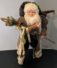 Vintage Gold And Brown Very Detailed 24" Decorative Standing Santa