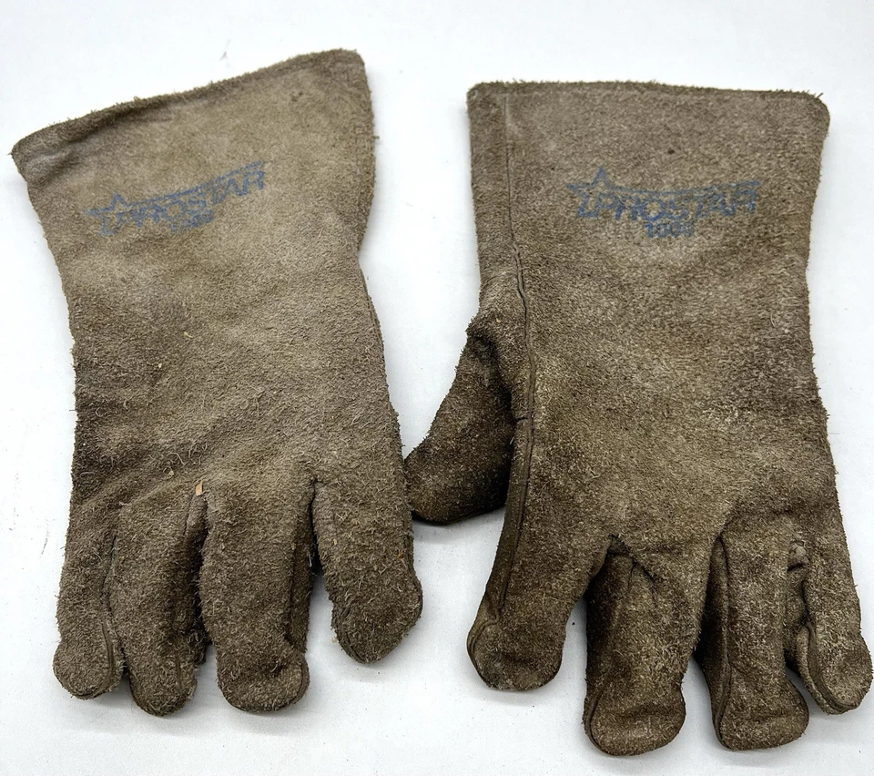 Mangas y guantes de soldadura de cuero de vaca talla grande, gafas y guantes de soldadura vintage Foto 4 de 4