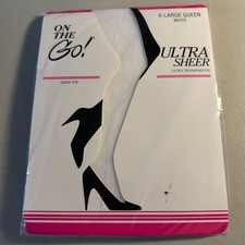 On the Go Pantyhose Size XL Queen Ultra Sheer White Sheer Toe