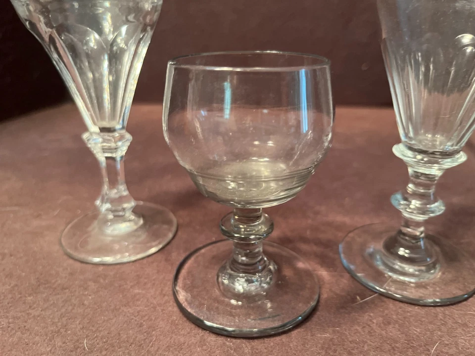 3 Antique 19ThC Hand Blown Wine Sherry Glasses. - Image 3 of 4
