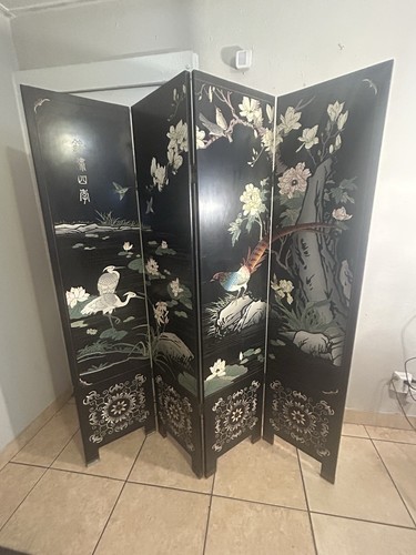 Vintage Chinese Hand Carved and Painted Room Divider/Screen