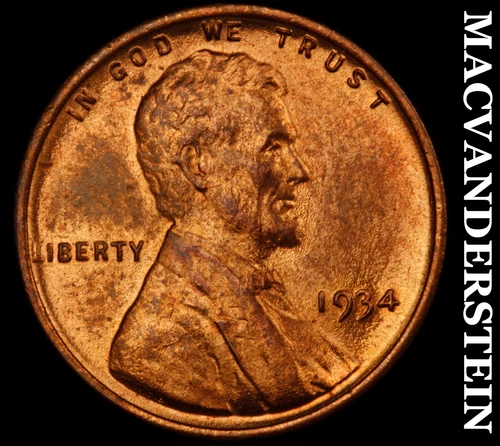 1934 Lincoln Wheat Cent- Red Choice Gem Brilliant Uncirculated+++ #i7777