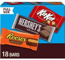 Hershey Kit Kat Reese's Milk Chocolate Candy Variety Pack 18 Count 27.3 Oz