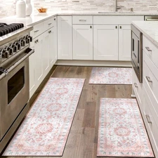 Rubber Kitchen Rugs Sets of 3 Non Slip Washable Mats Set for Home Kitchen Flo...