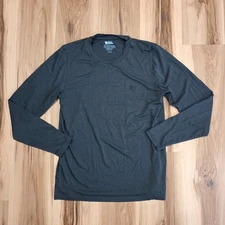 Fjallraven Abisko Wool LS Shirt Mens M Blue Long Sleeve Merino Blend Logo